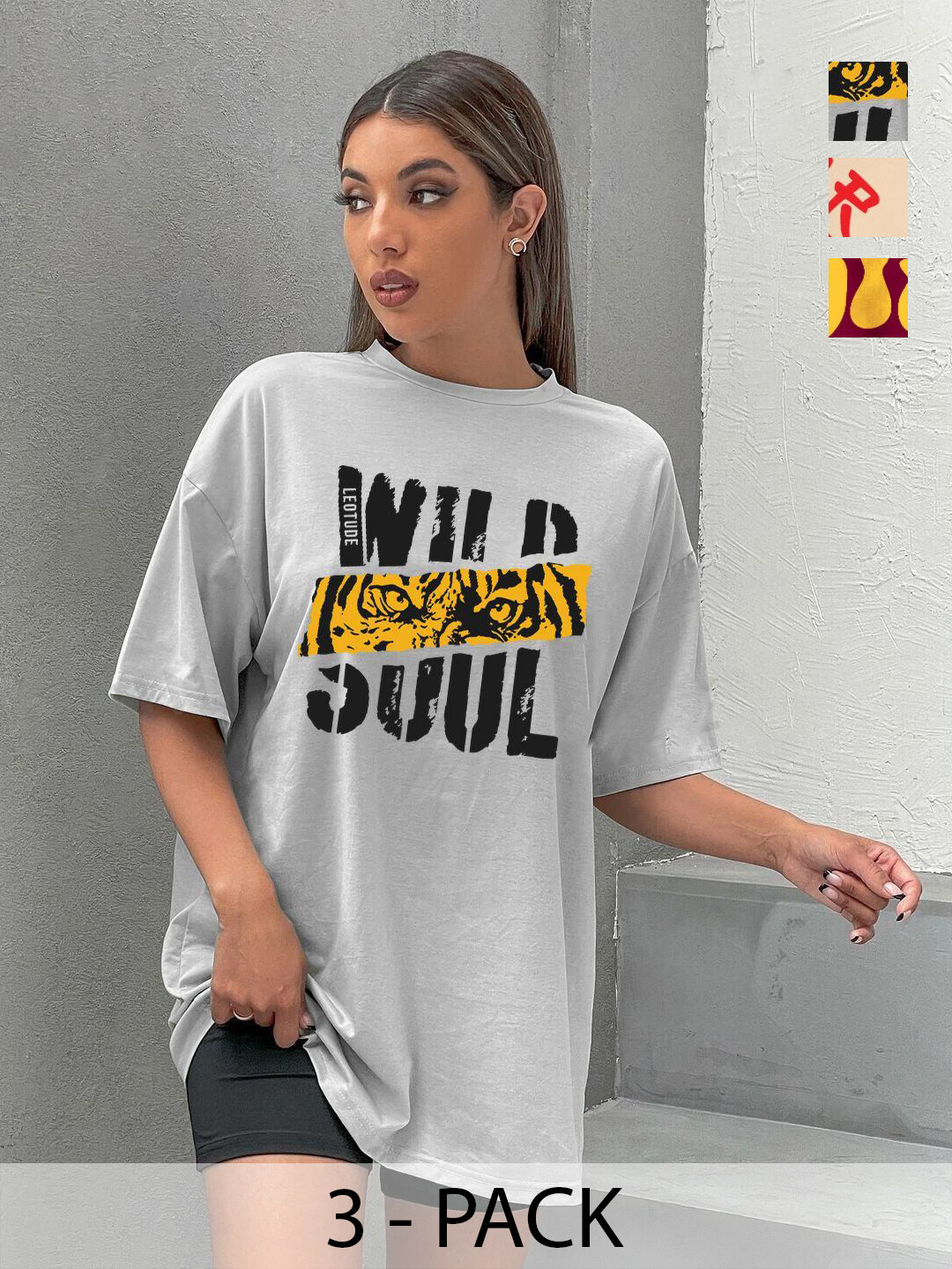 

Leotude Women 3 Printed T-shirt, Multi