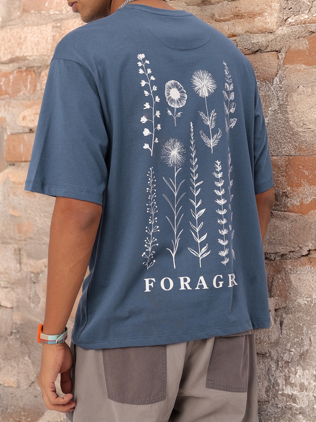 

Kook N Keech Urban Bloom Printed Oversized T-shirt, Blue