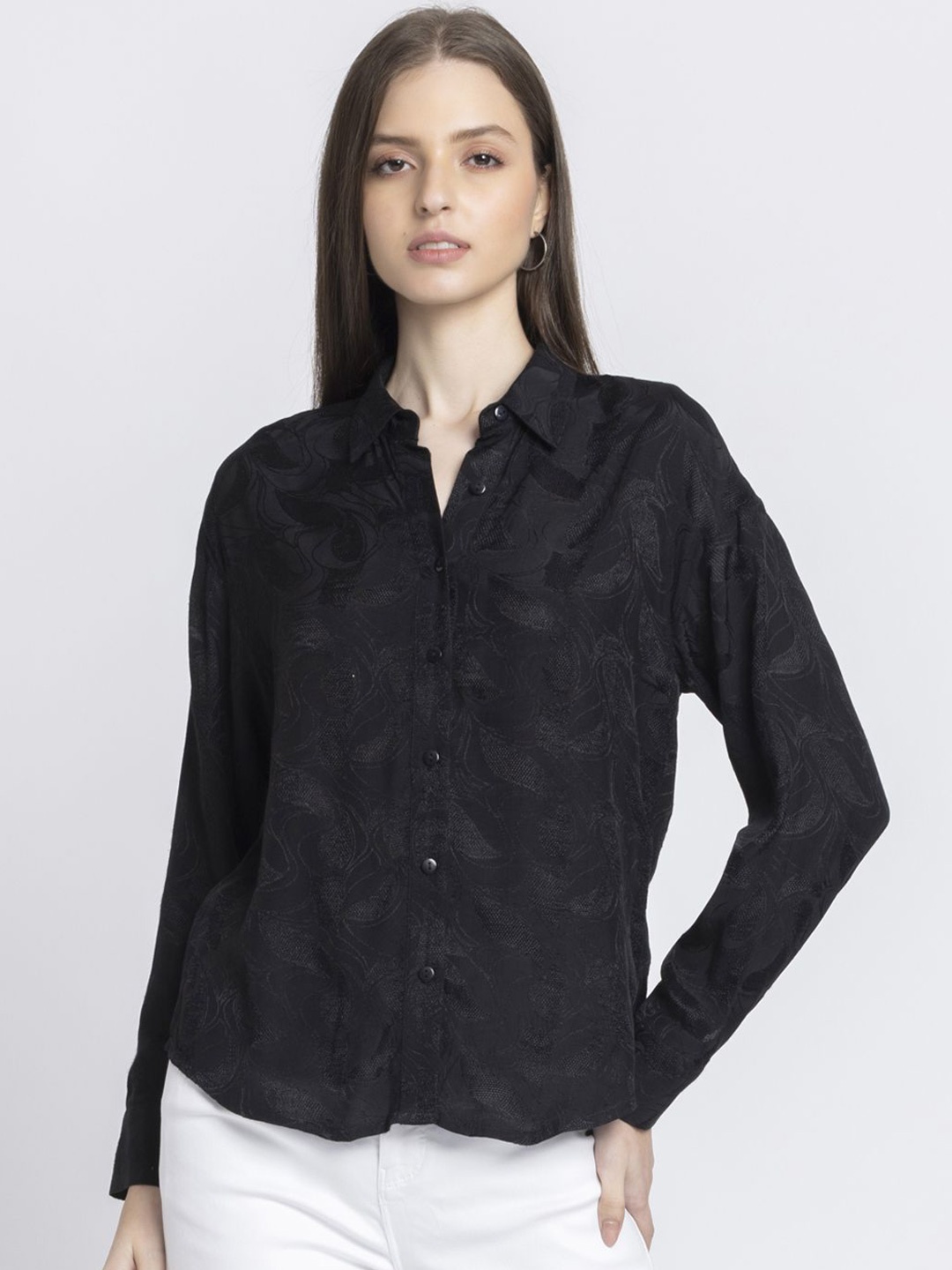 

SHAYE Women Smart Opaque Casual Shirt, Black