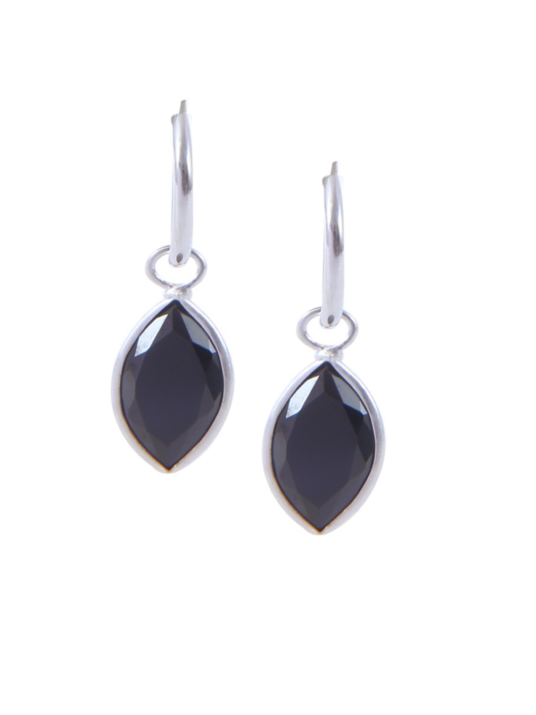 

Abhooshan Sterling Silver Plated Teardrop Shaped Drop Earrings, Black