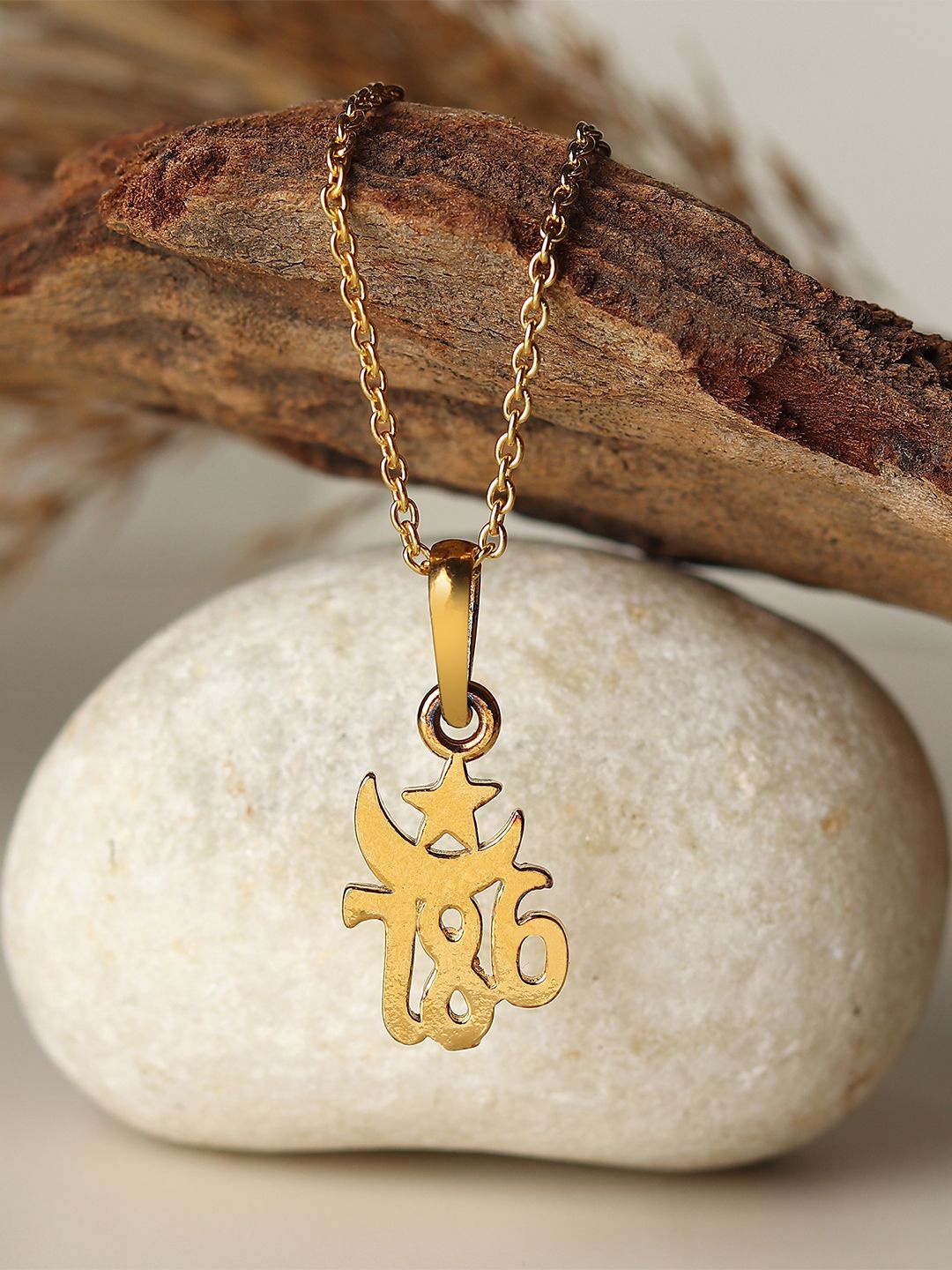 

AKSHAT SAPPHIRE Kids 925 Sterling Silver Gold-Plated 786 Symbol Pendant