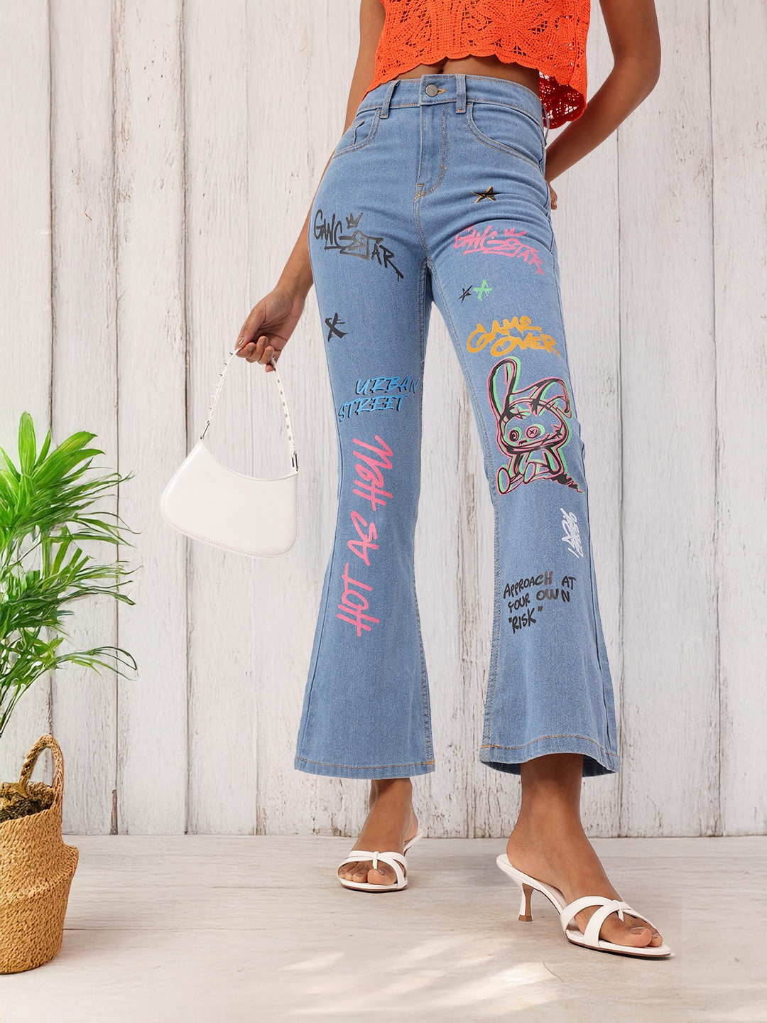 

DressBerry Women Urban Softness Printed Bootcut Stretchable Jeans, Blue