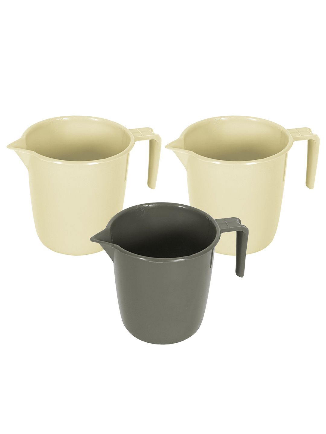 

Kuber Industries Beige & Grey 3 Pieces Glossy Bath Mugs 1L Each
