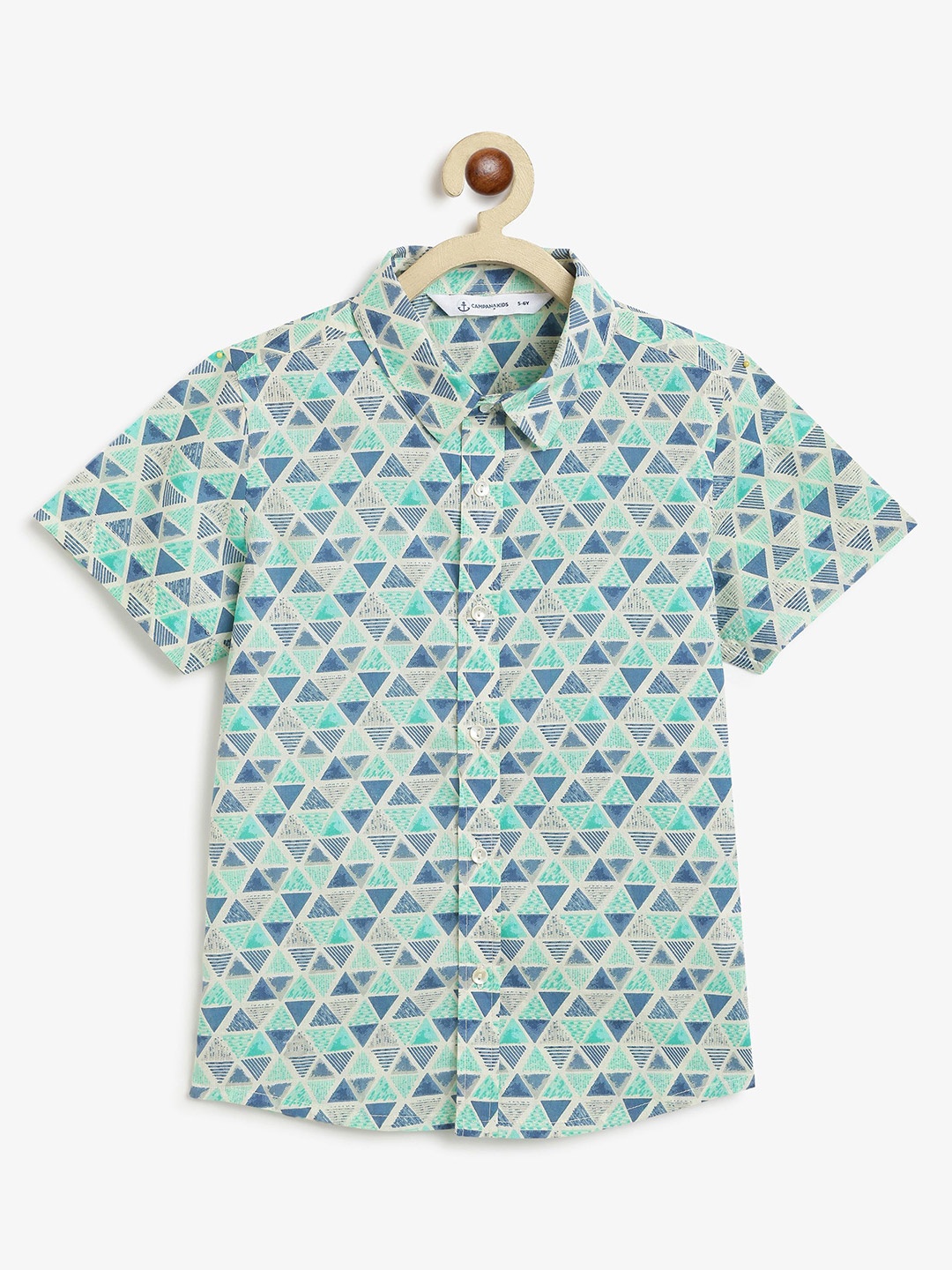 

Campana Boys Opaque Printed Casual Shirt, Blue