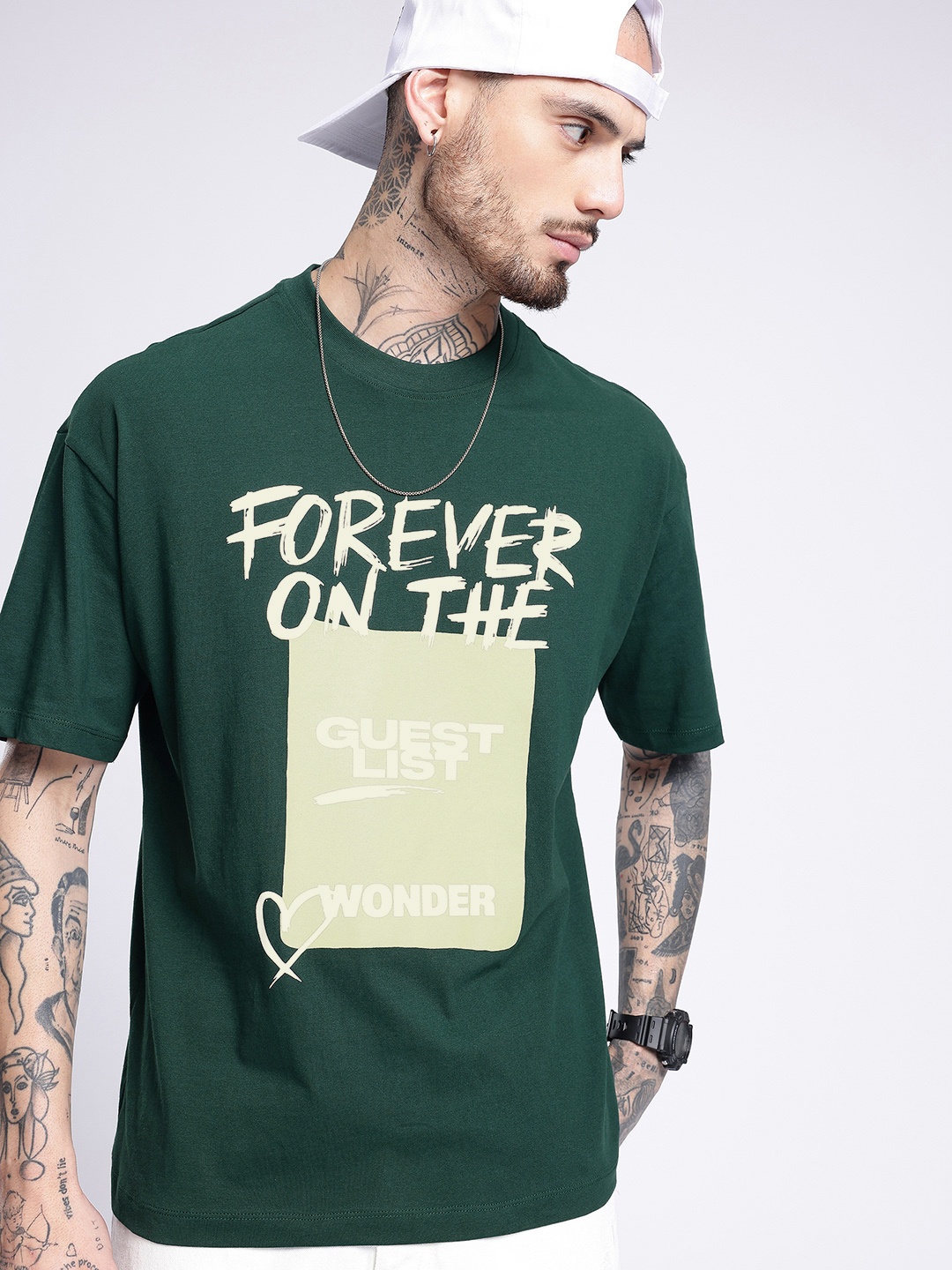 

glitchez Street Savvy Printed Oversized T-shirt, Green
