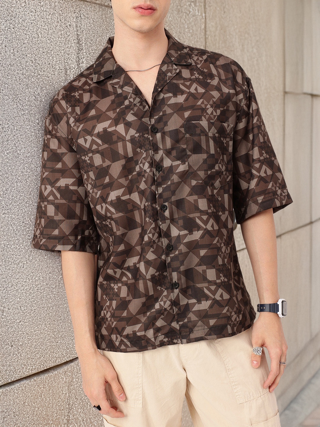 

Kook N Keech Its Indie All The Way Relaxed Fit Printed Shirt, Brown