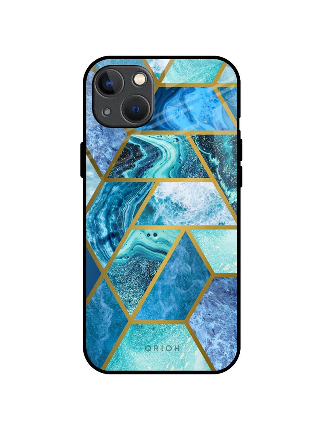 

QRIOH Geometric Printed iPhone 13 Mini Back Case Mobile Accessories, Blue