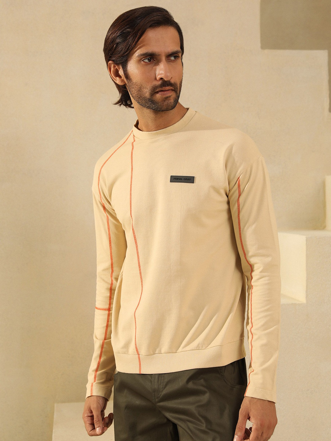 

PRIMAL GRAY Men Organic Cotton Pockets T-shirt, Beige
