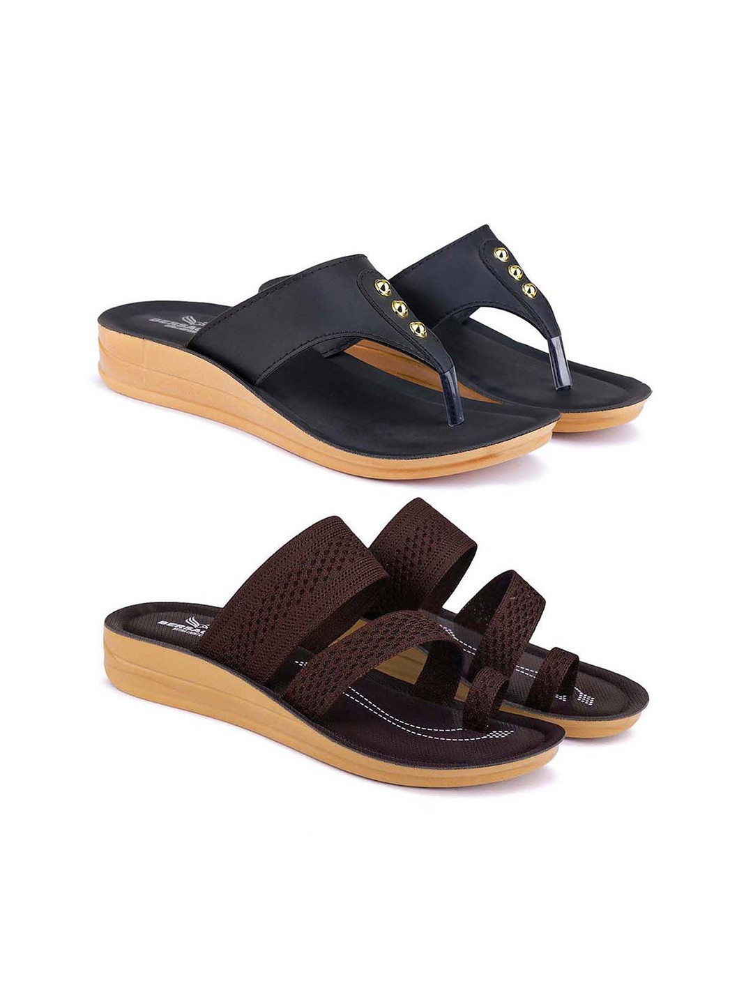 

BERSACHE Women Open Toe Flats, Black