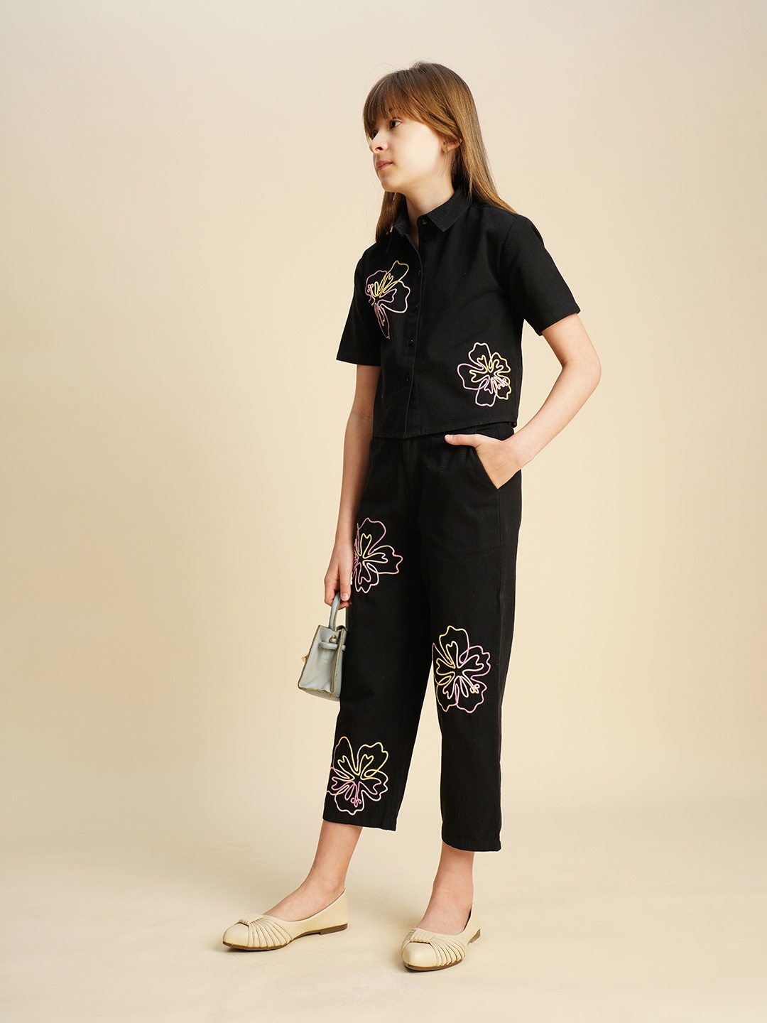 

Vero Moda Girls Floral Trousers, Black