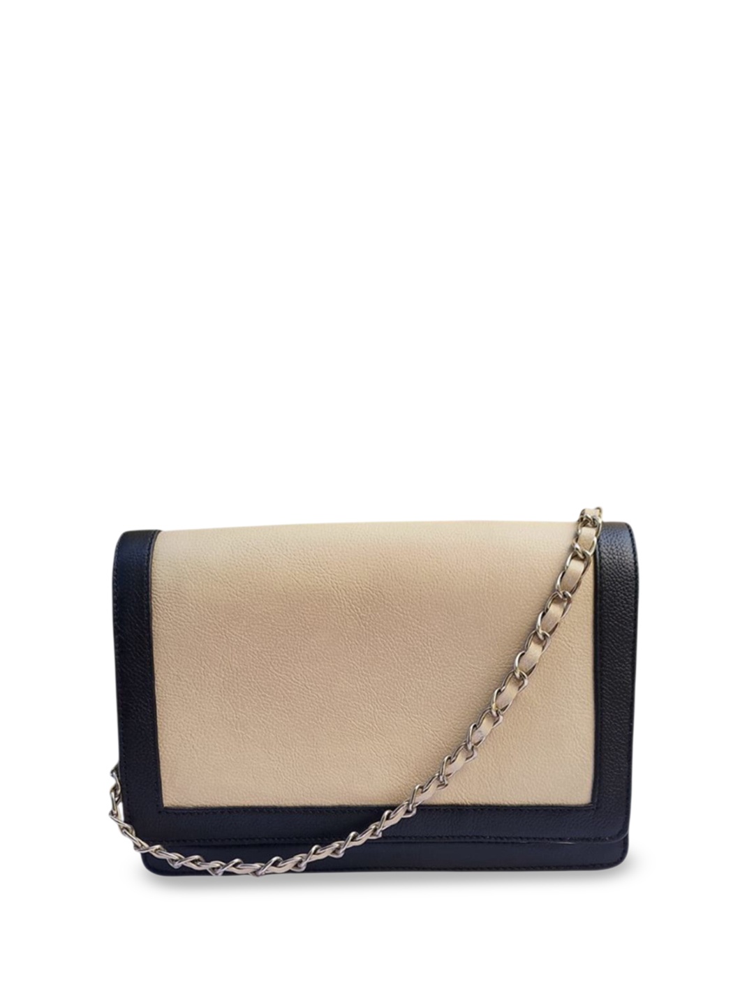 

PERKED Leather Swagger Sling Bag with Tasselled, Beige