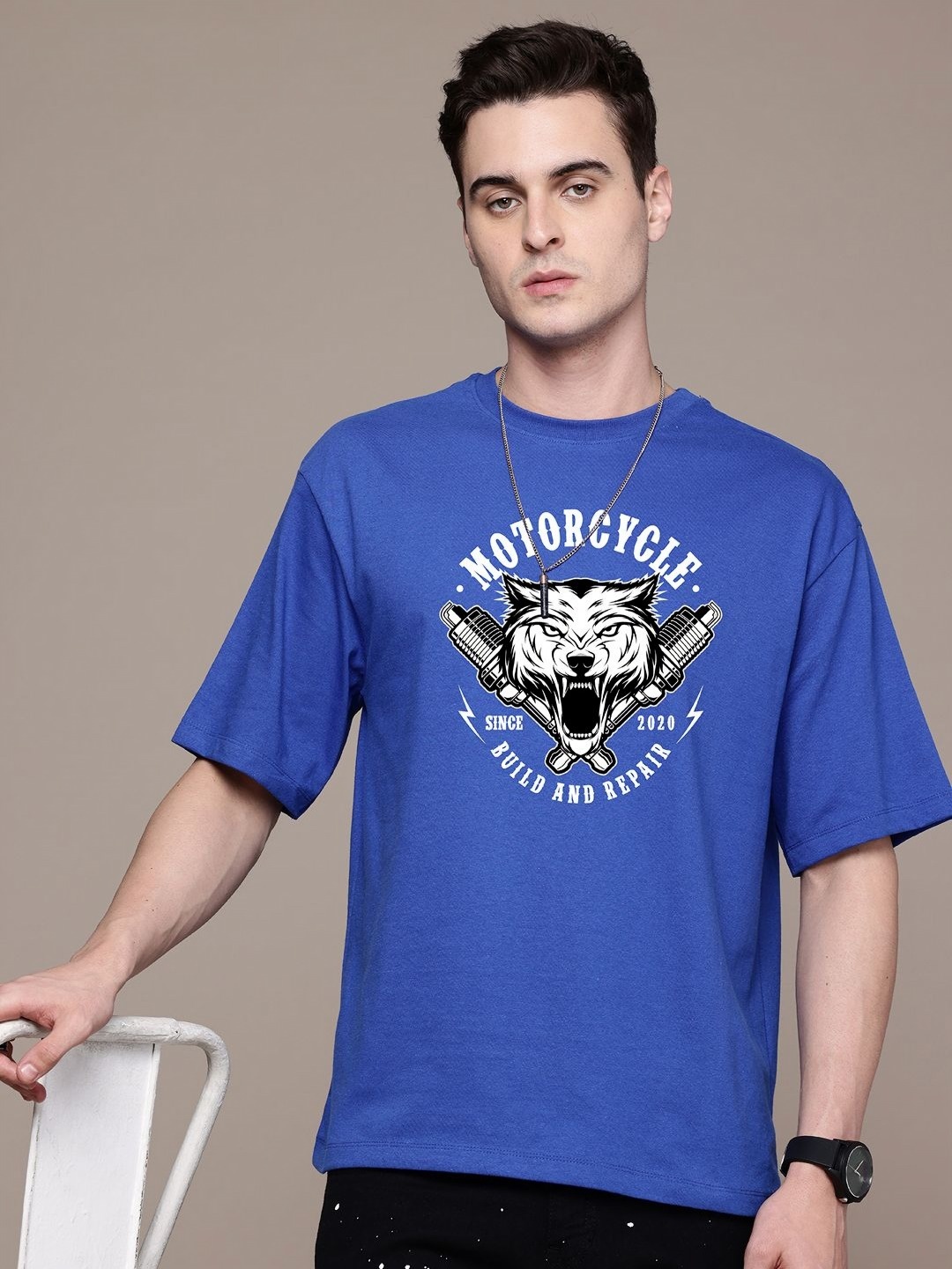 

Moda Rapido Men Printed T-shirt, Blue