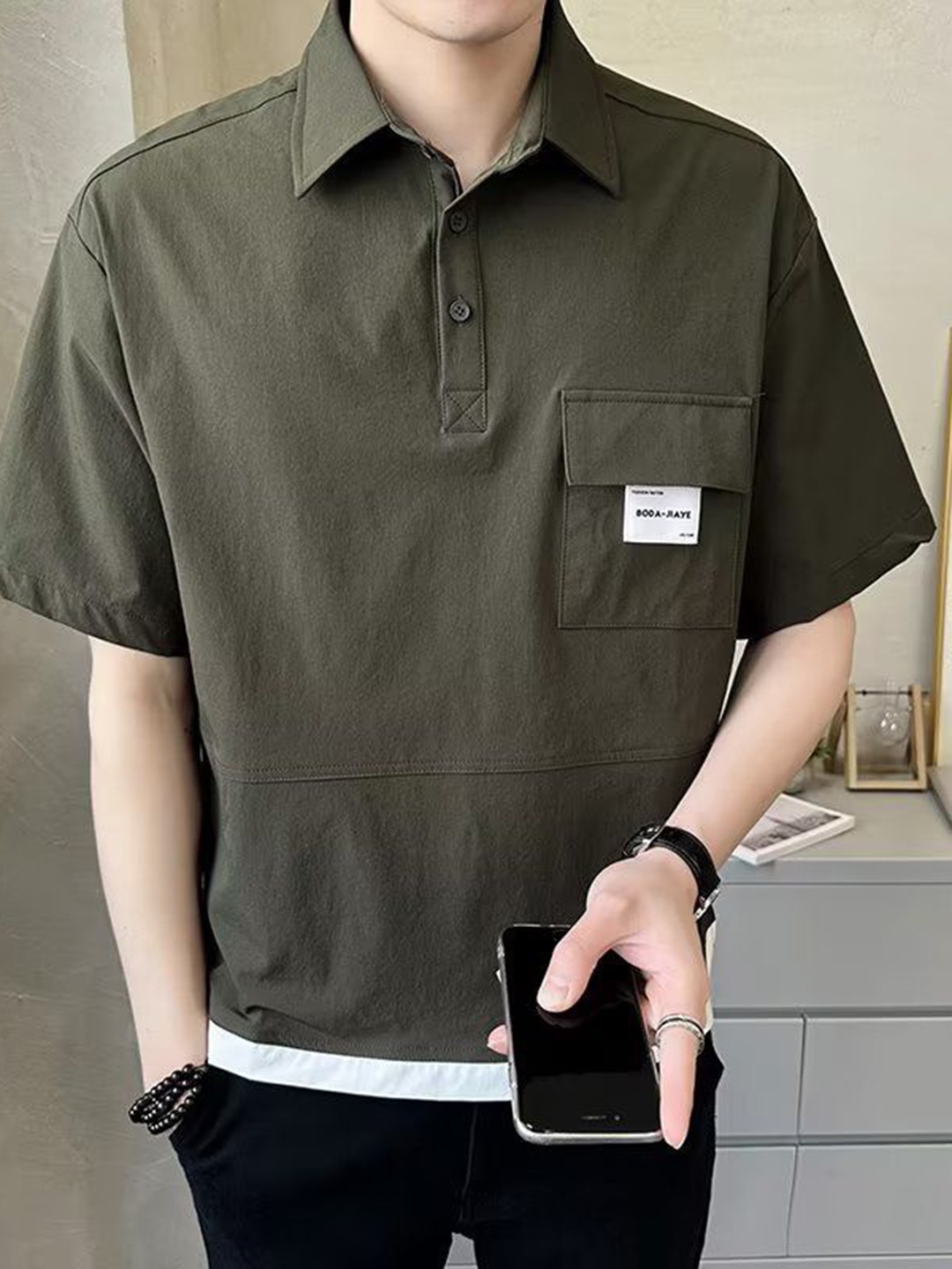 

StyleCast Men Polo Collar T-shirt, Green