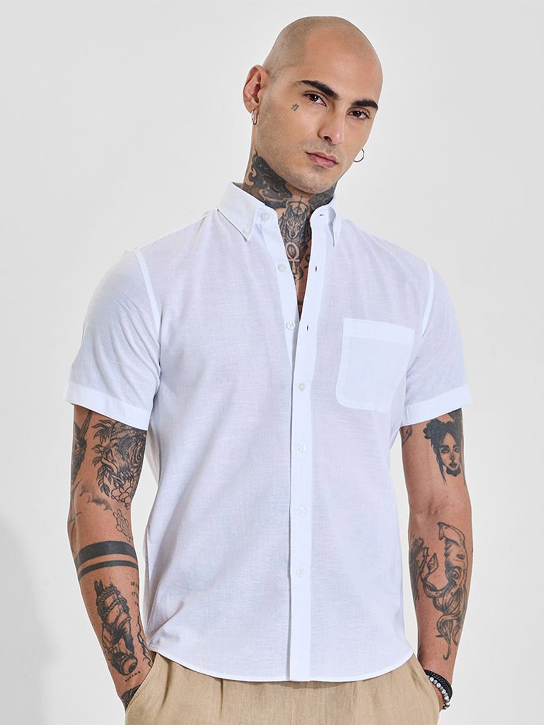 

Snitch Men Slim Fit Opaque Formal Shirt, White