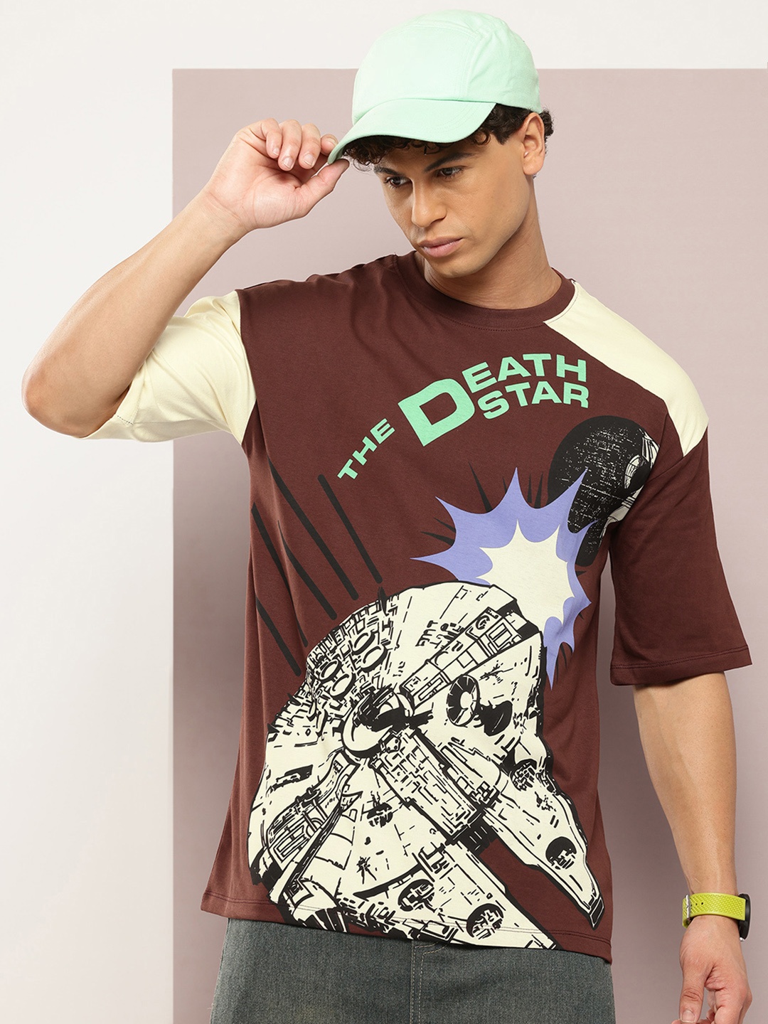 

Kook N Keech Star Wars Drop Shoulder Sleeves Pure Cotton Printed T-Shirt, Brown