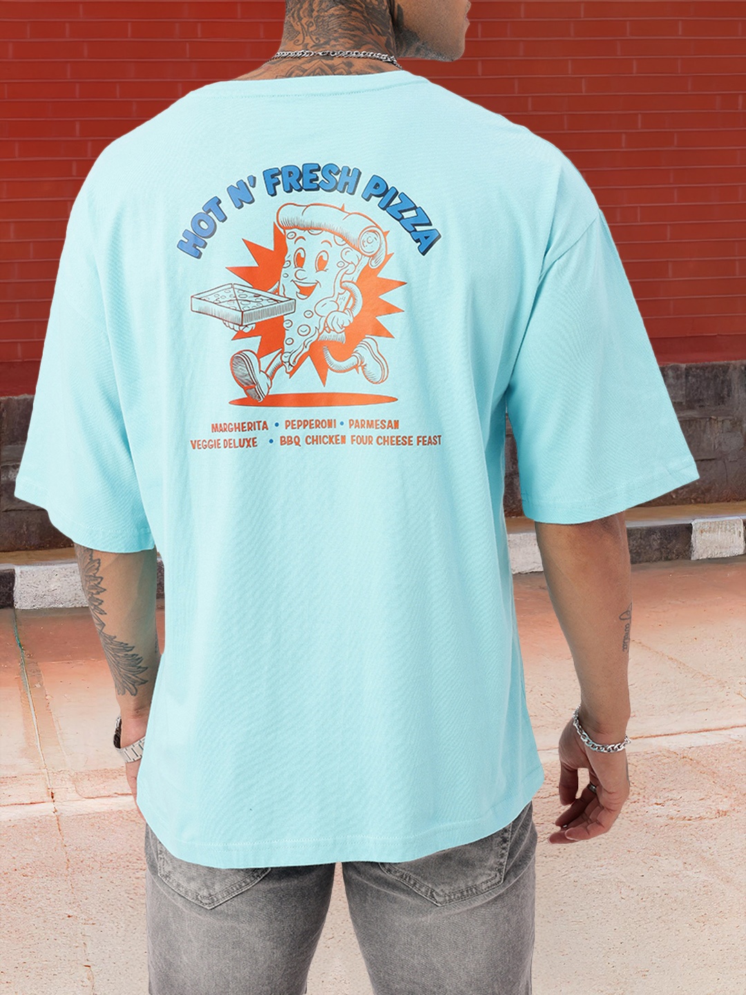 

Kook N Keech New Town Pizzalisious Printed Oversized T-shirt, Blue