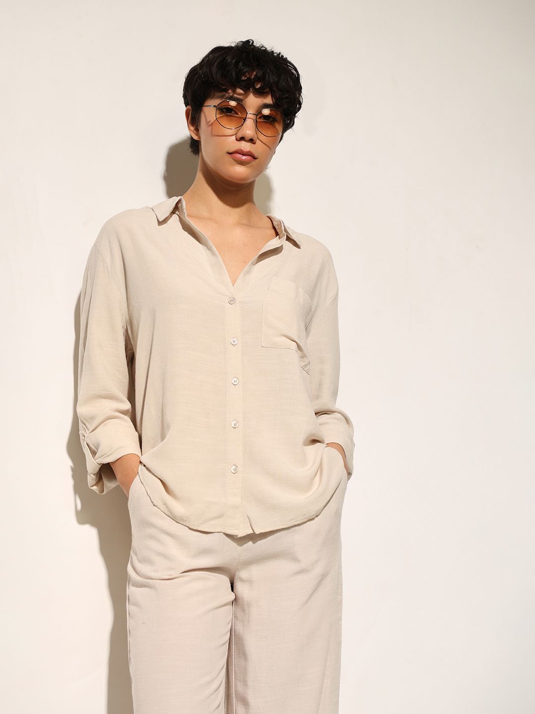 

ONLY Women Opaque Casual Shirt, Beige