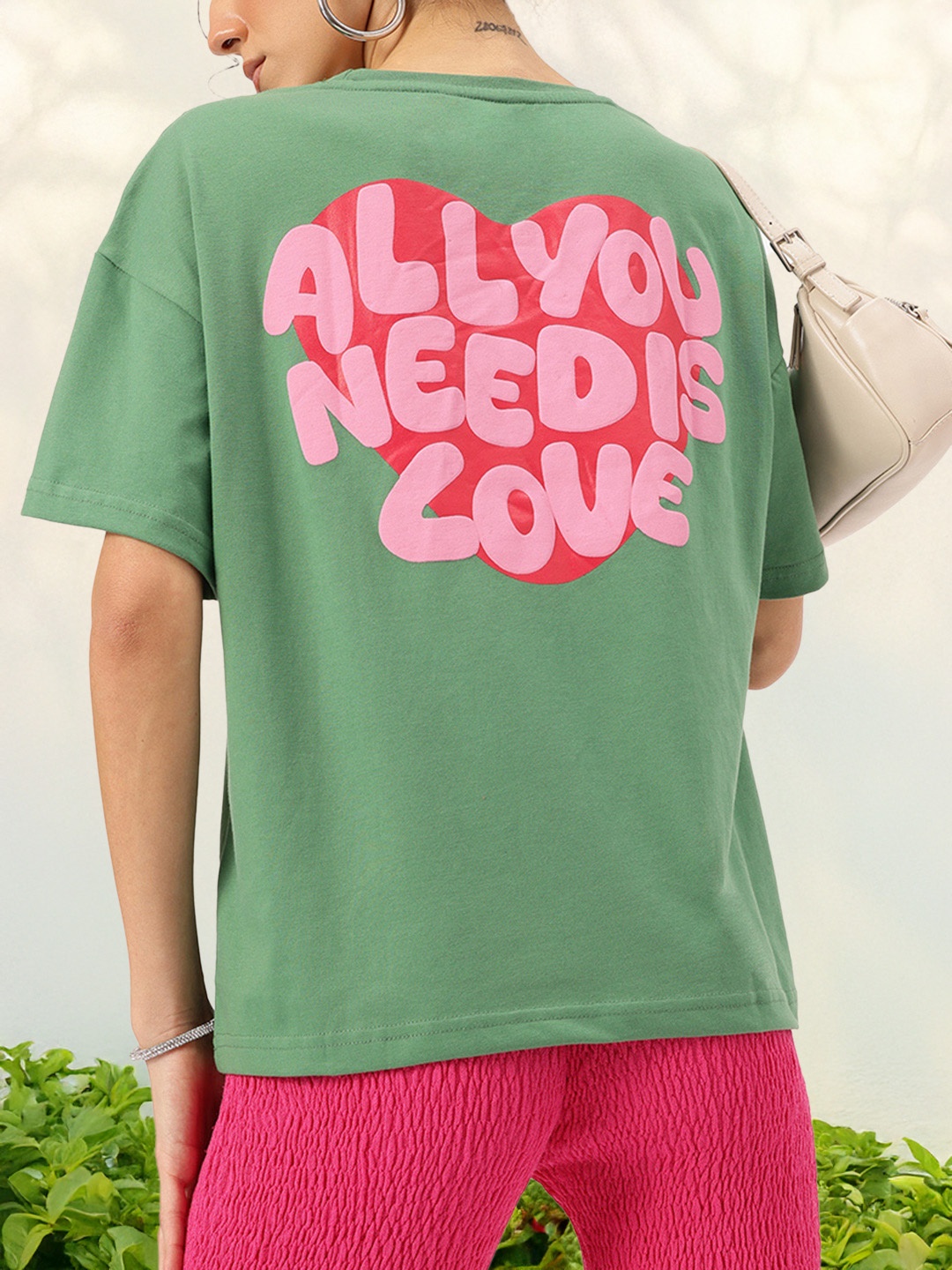 

DressBerry Lover's Lingo Printed Relaxed Tee, Green