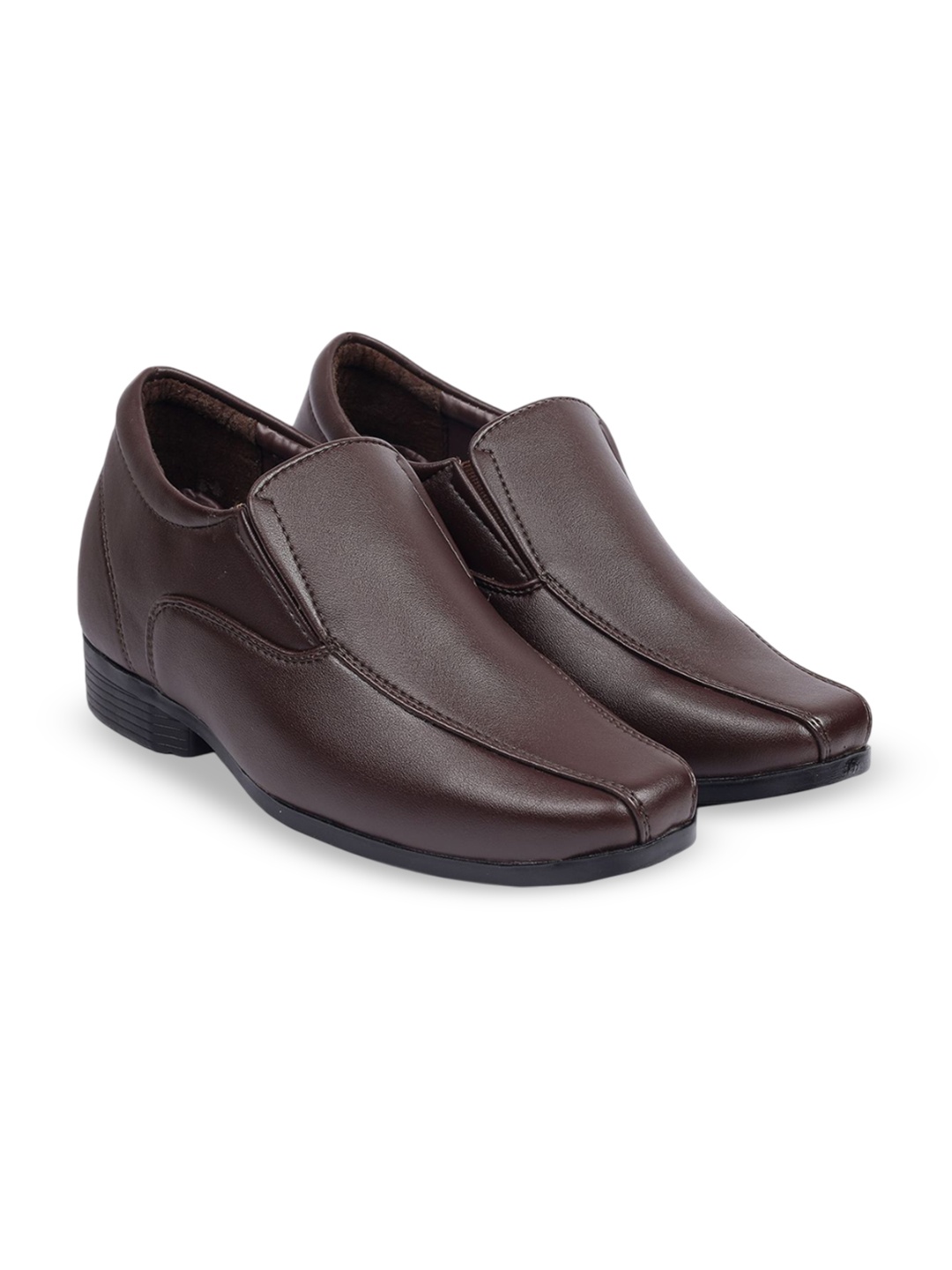 

Bxxy Men Round Toe Slip-On Formal Shoes, Brown