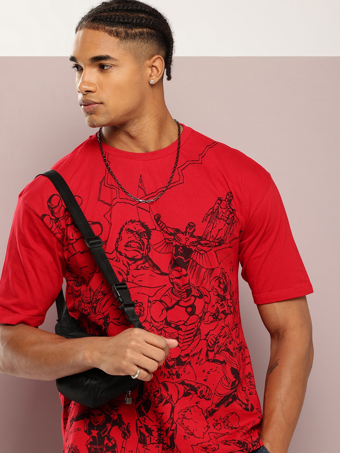 

Kook N Keech Marvel Printed Pure Cotton Relaxed Fit T-shirt, Red