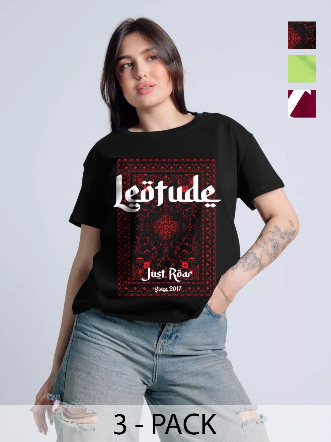 

Leotude Women 3 Printed T-shirt, Multi