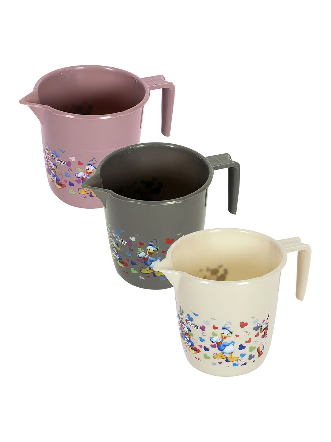 

Kuber Industries Beige & Grey 3 Pieces Floral Printed Bath Mugs 1L Each