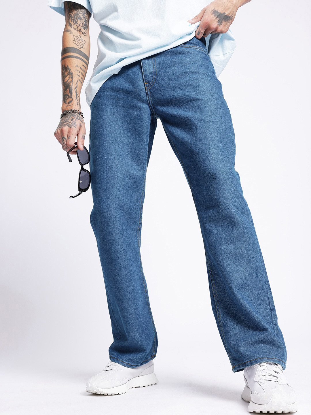 

glitchez Men Urban Classic Bootcut Jeans, Blue