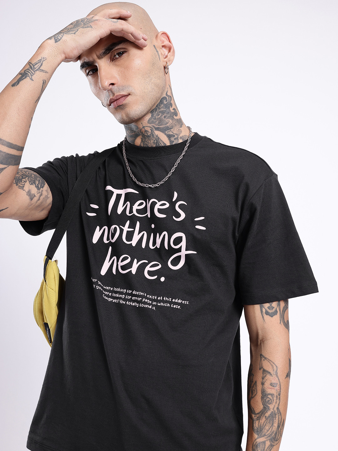 

glitchez Modern Edge Typography Printed Relaxed Fit T-shirt, Black