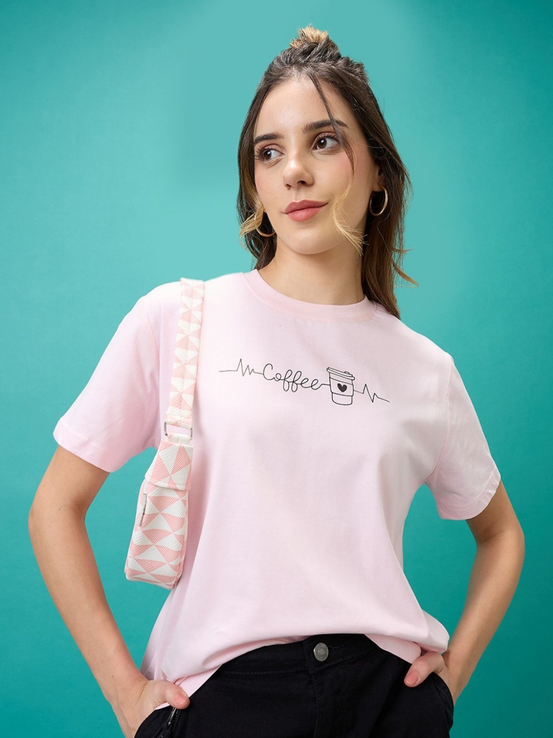 

Mast & Harbour Women Printed T-shirt, Pink