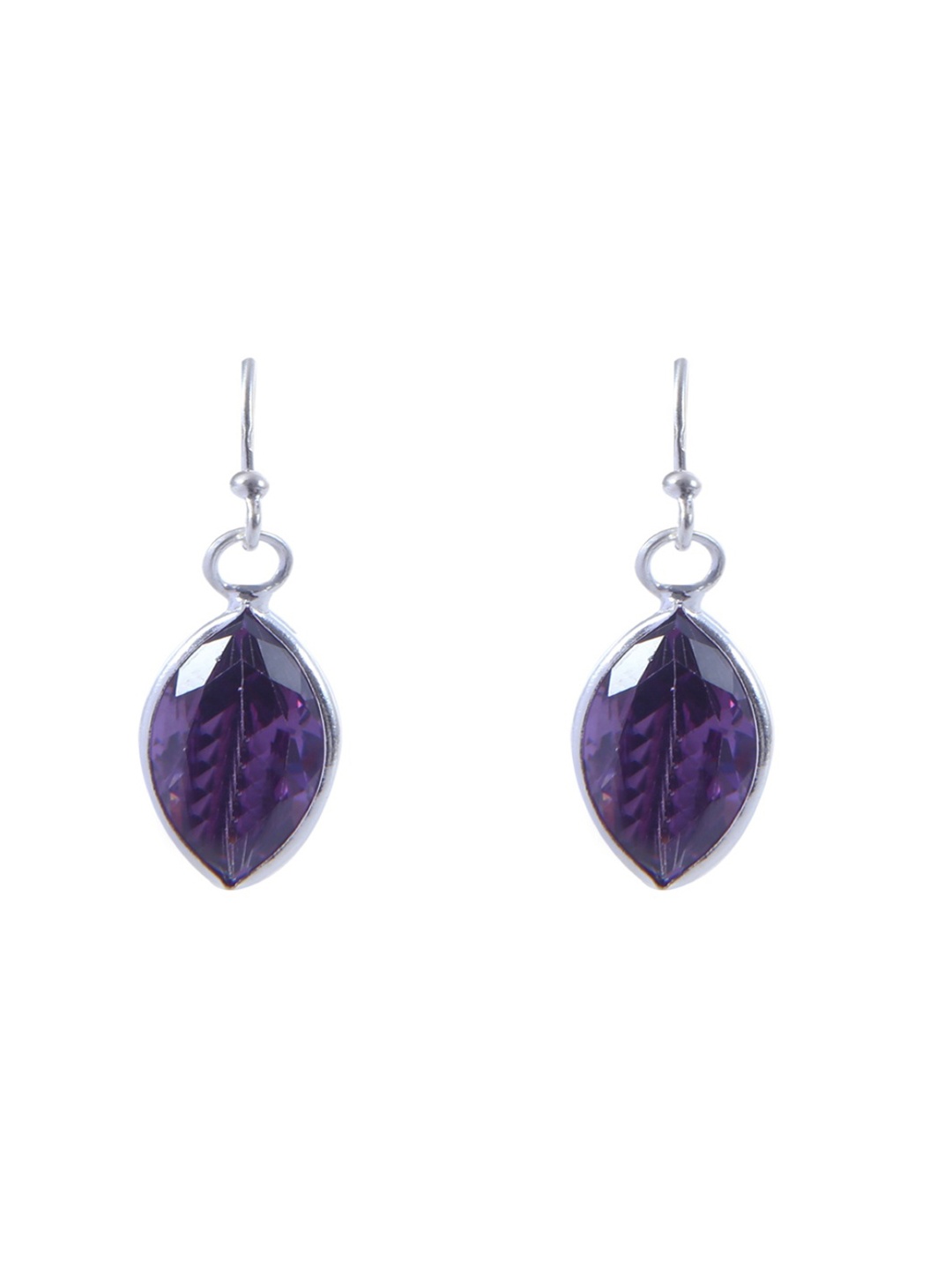 

Abhooshan 92.5 Sterling Silver Silver-Plated Cubic Zirconia-Studded Oval Drop Earrings, Purple