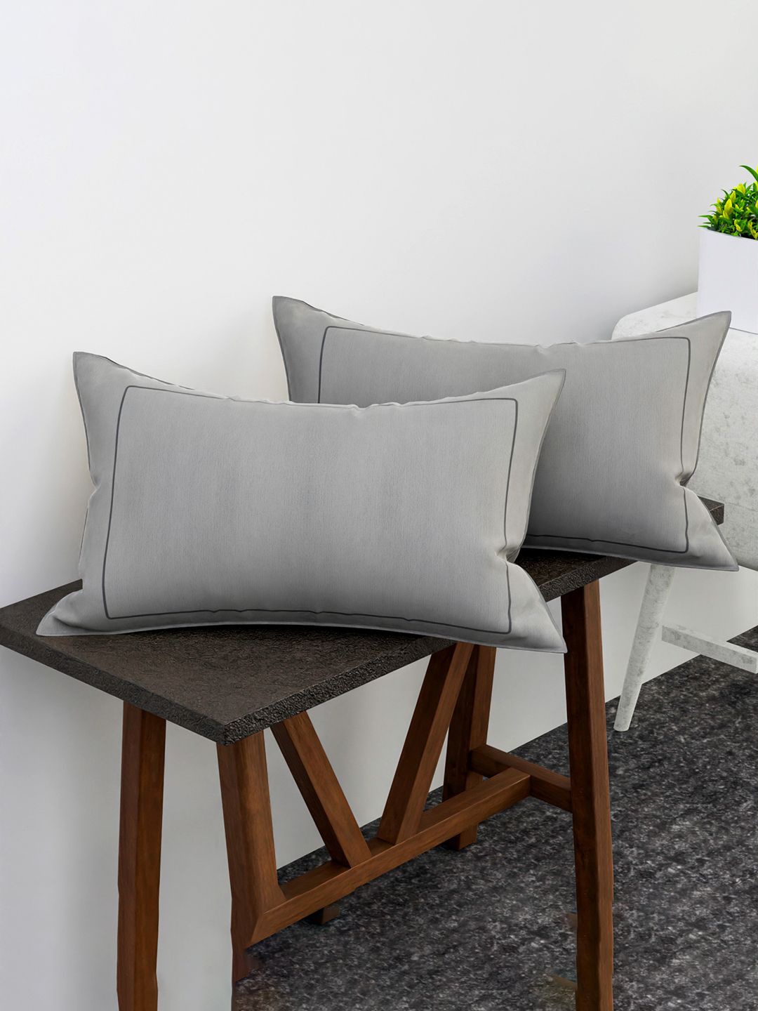 

Kuber Industries Grey 2 Pieces Pure Cotton Rectangle Pillow Covers
