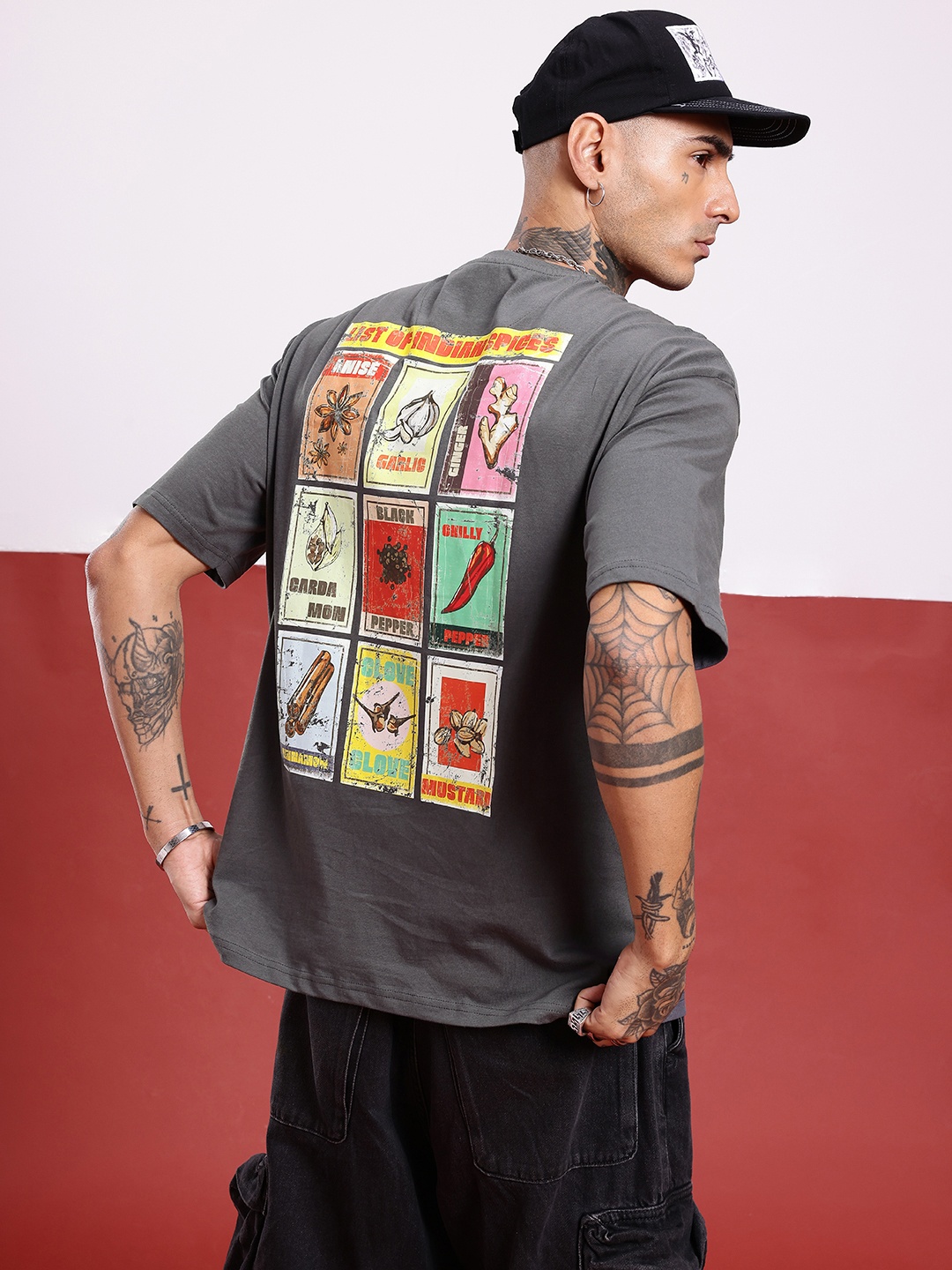 

glitchez Urban Classy Oversized Printed T-shirt, Grey
