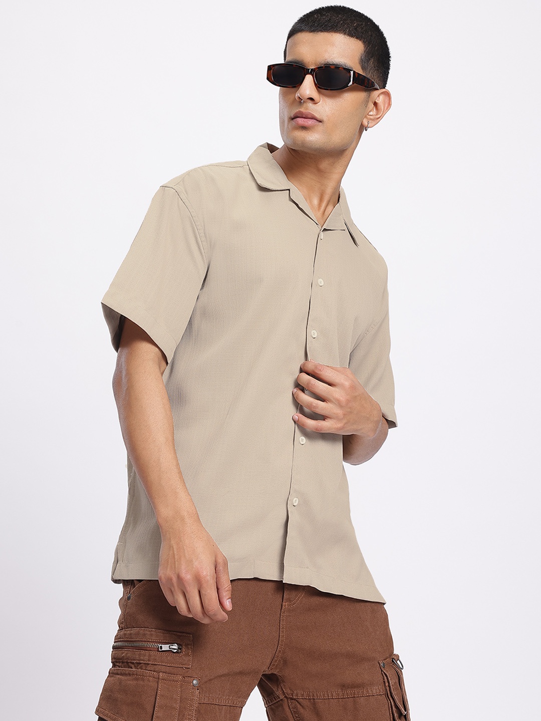 

Kook N Keech Retro Cool Textured Relaxed Fit Shirt, Grey