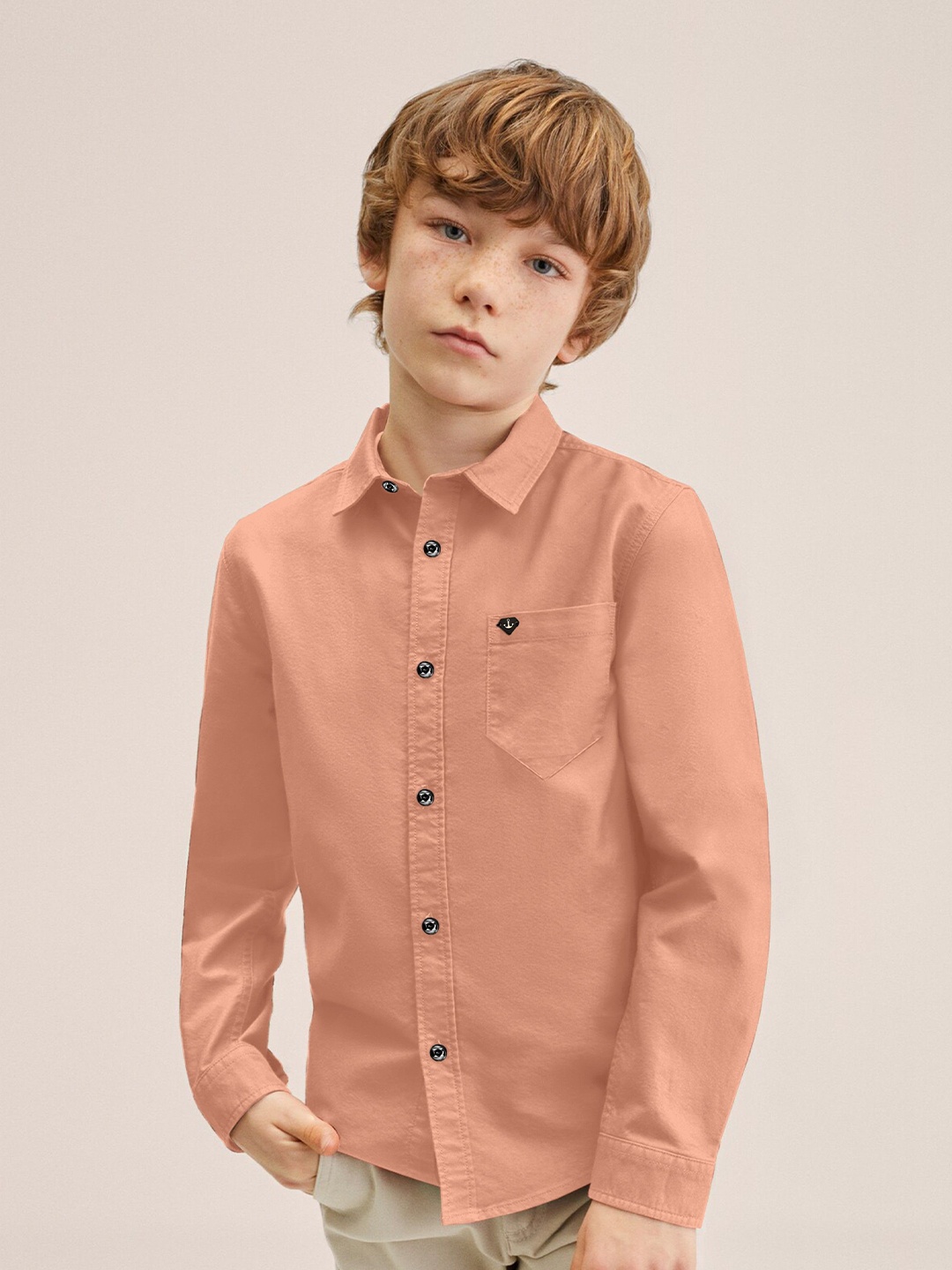 

SKY PEARL Boys Comfort Opaque Casual Shirt, Peach