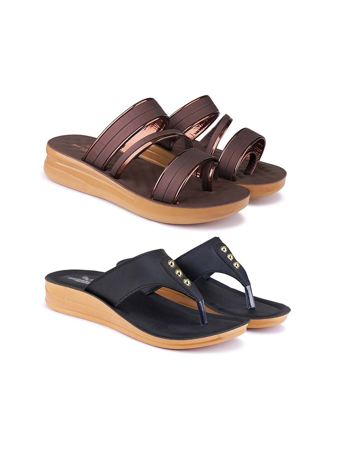 

BERSACHE Women Open Toe Flats, Brown
