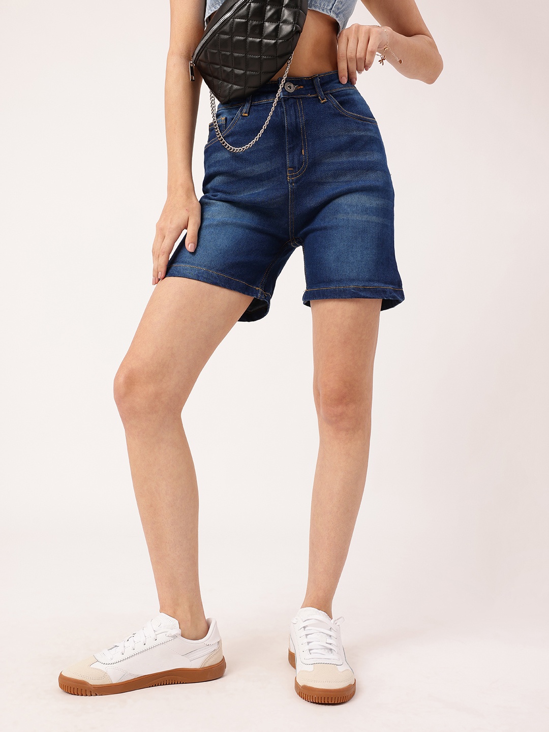 

DressBerry Women Street Cool Faded Denim Shorts, Blue
