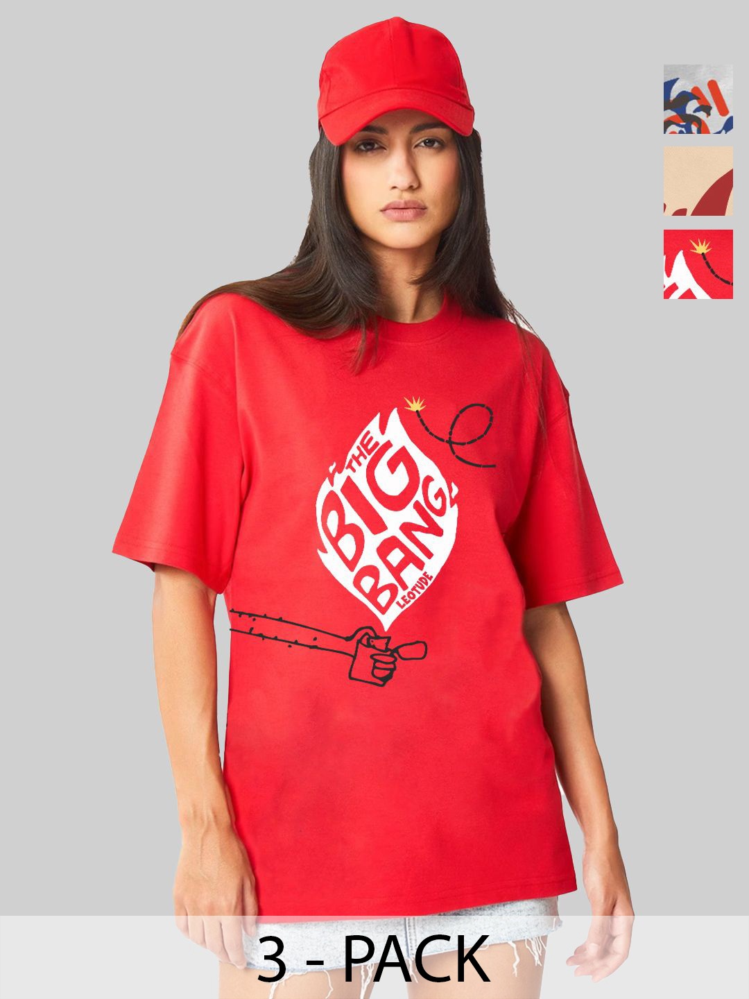 

Leotude Women 3 Printed T-shirt, Multi
