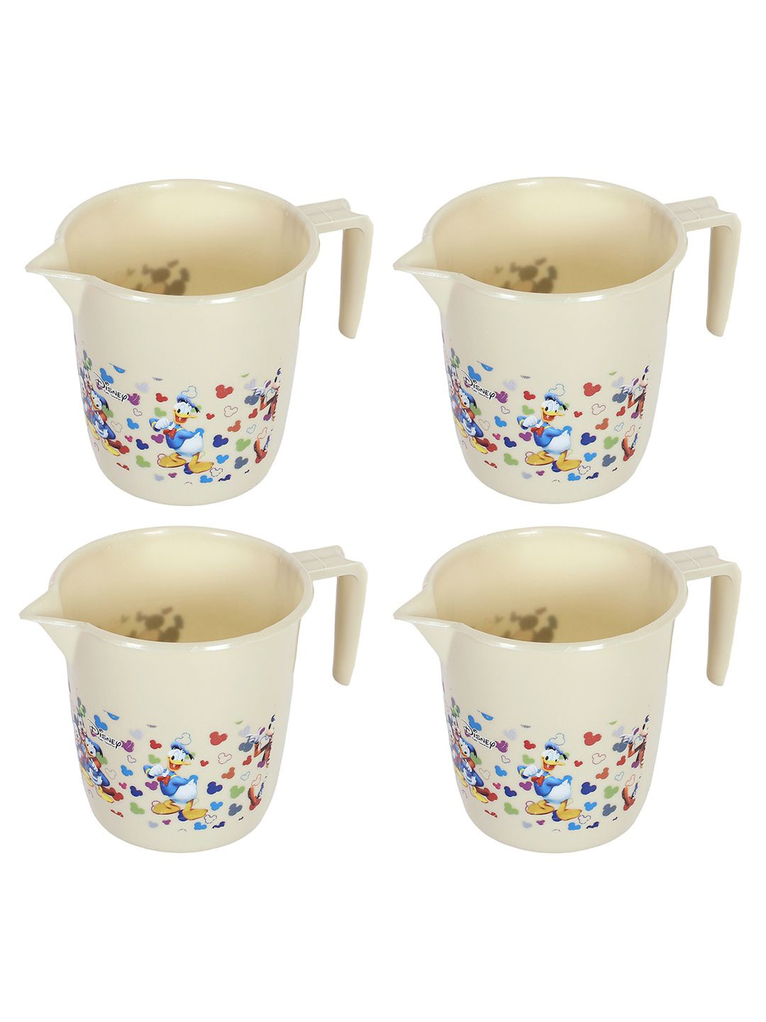 

Kuber Industries Beige & Blue 4 Pieces Floral Printed Bath Mugs 1L Each