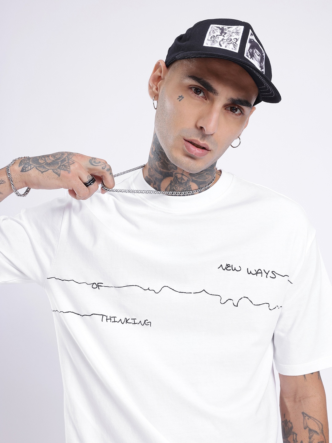 

glitchez Modern Cool Typography Printed Relaxed Fit T-shirt, White