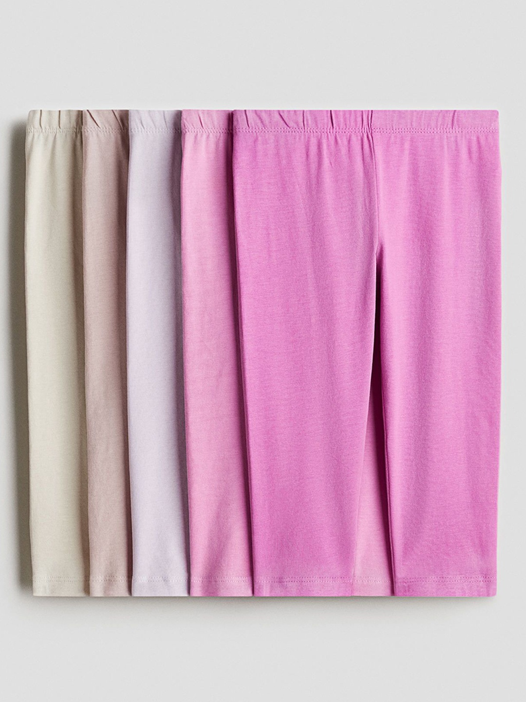 

H&M 5-Pack Cotton Capri Leggings, Pink