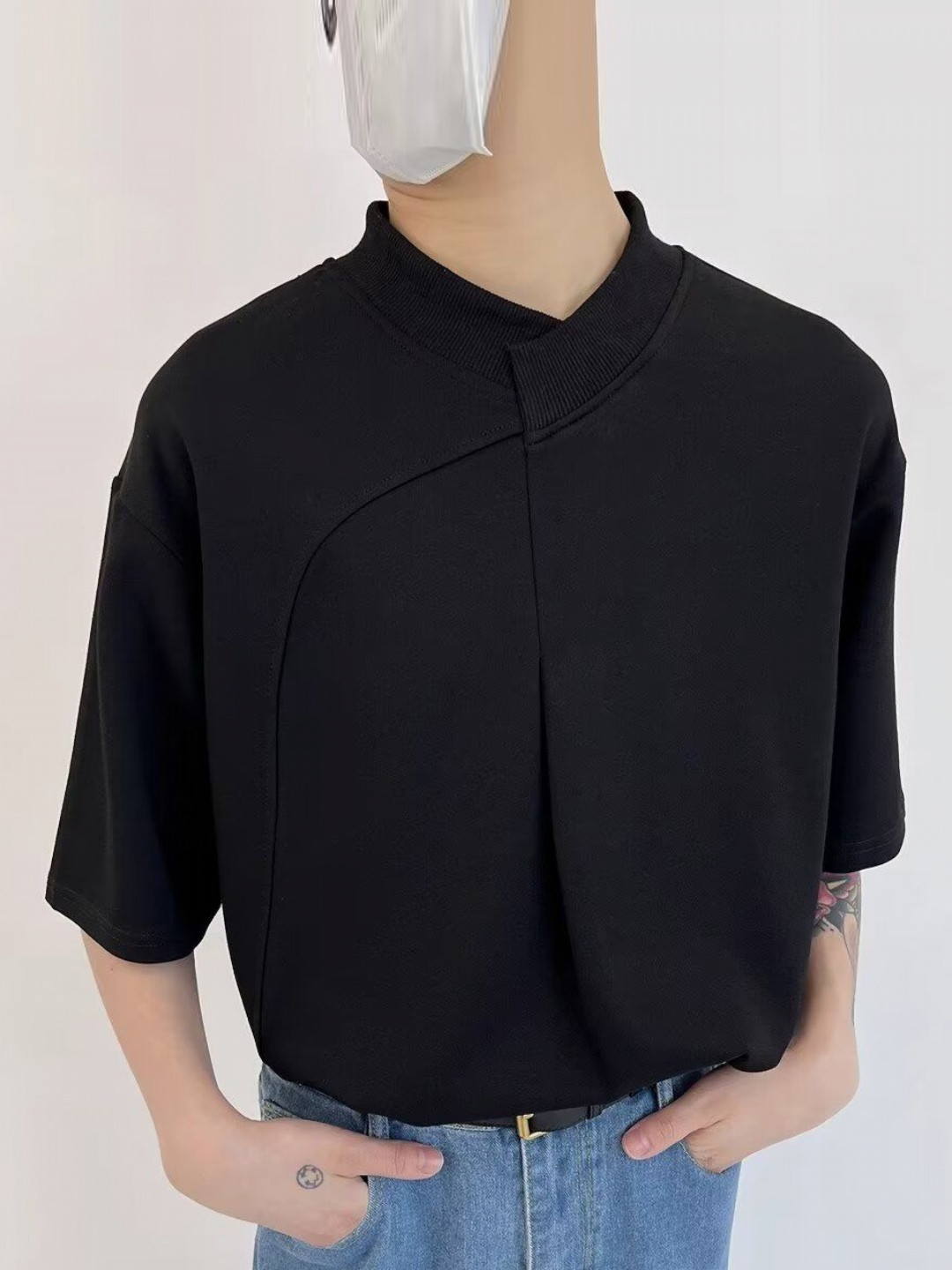 

StyleCast Men High Neck T-shirt, Black