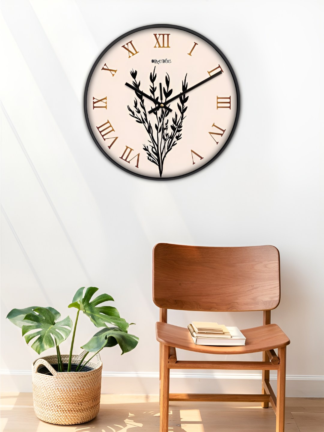 

OLIVE TREE Black & Brown Traditional Wall Clock