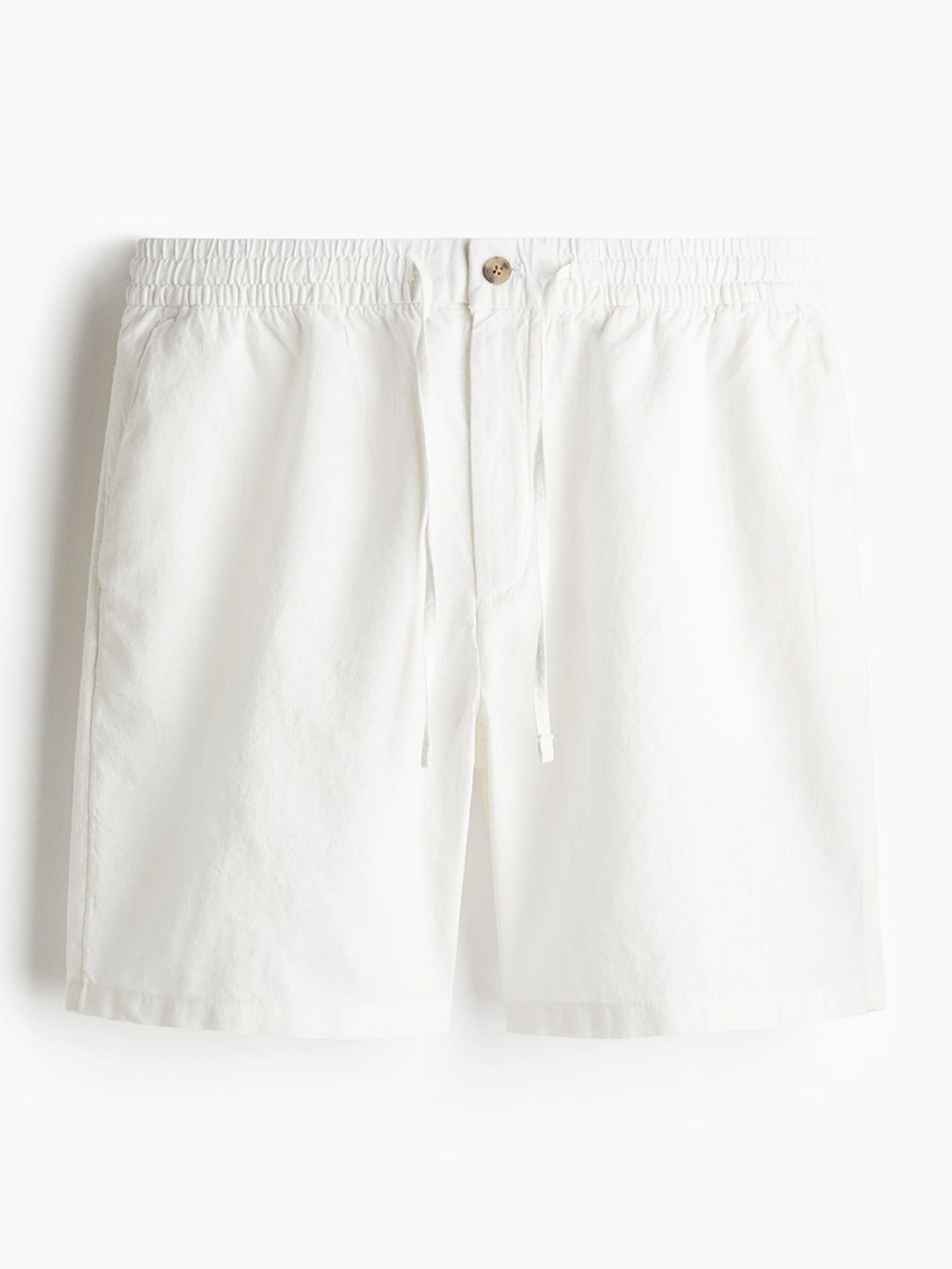 

H&M Regular Fit Linen-Blend Shorts, White