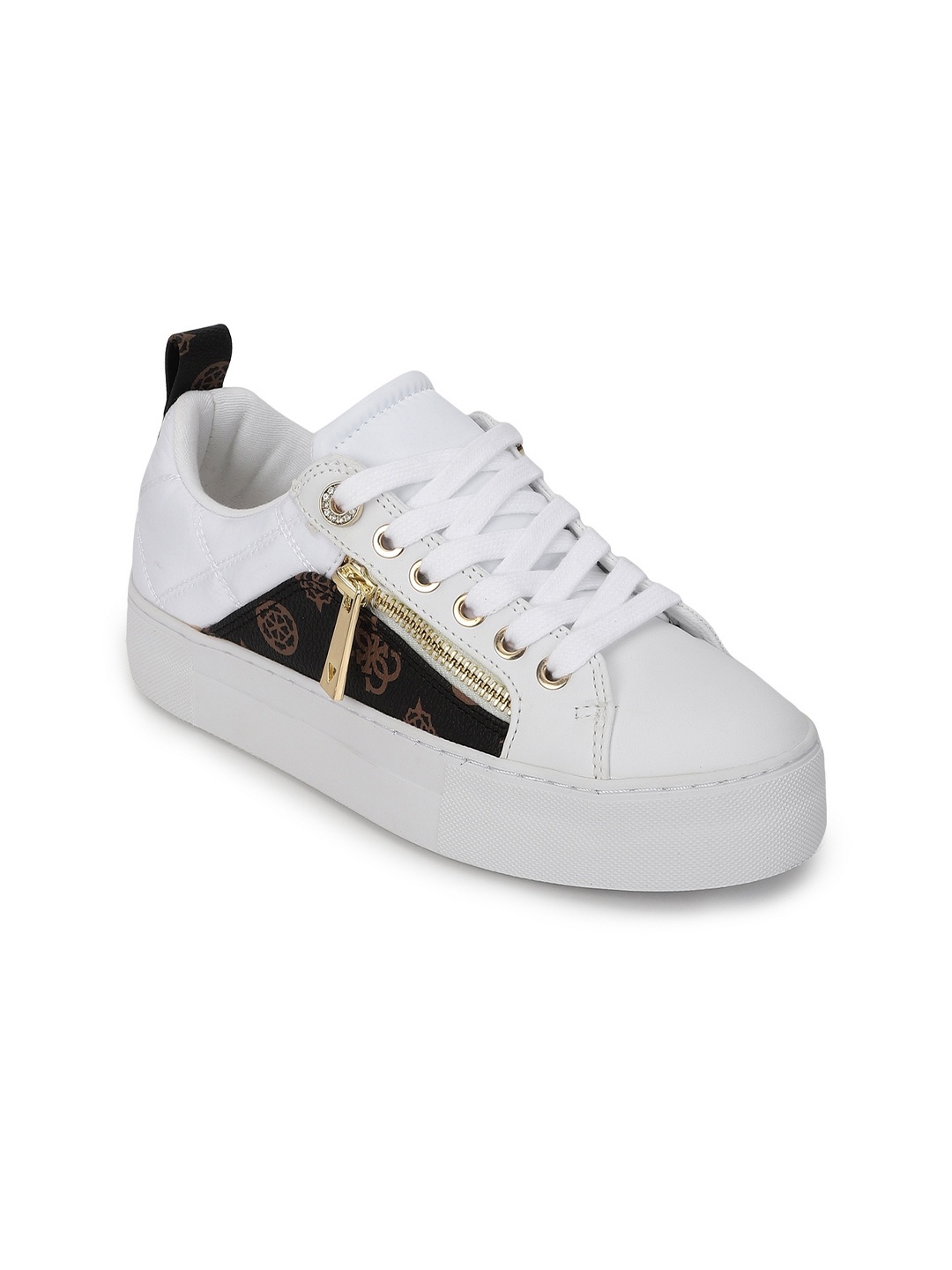 

GUESS Women Printed PU Sneakers, White