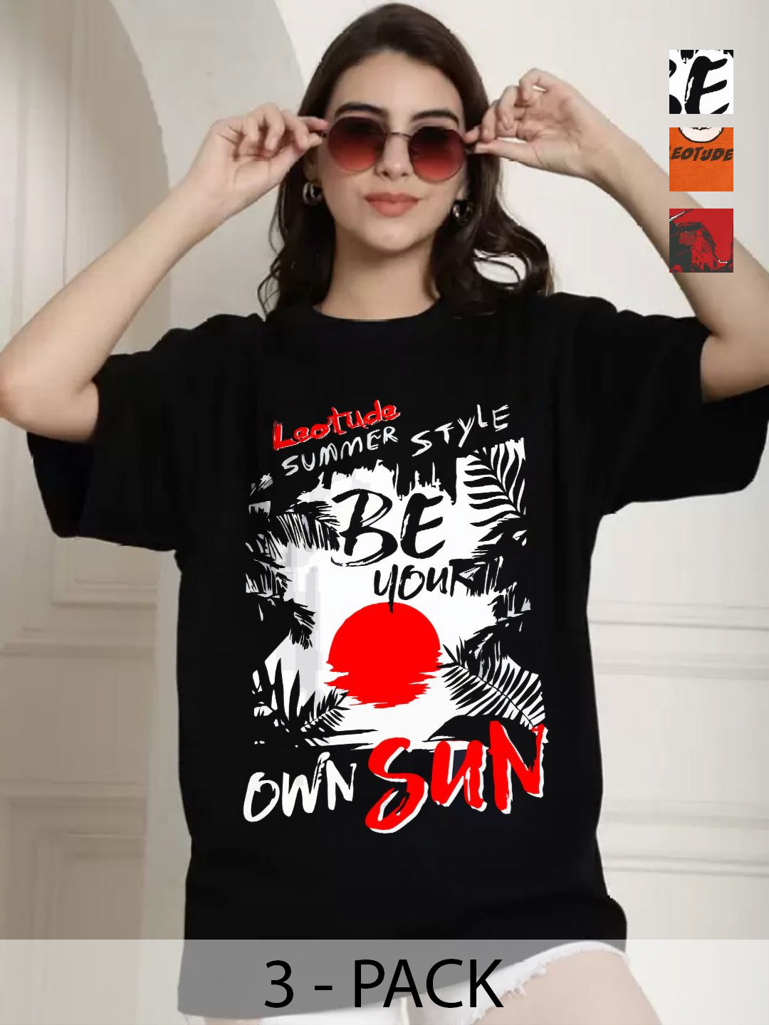 

Leotude Women 3 Printed T-shirt, Multi