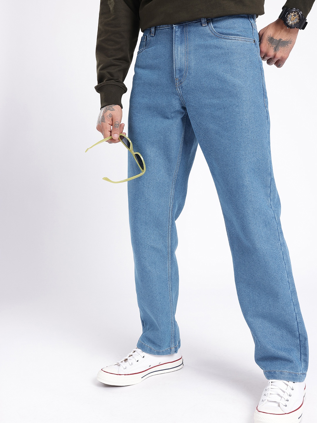

glitchez Men Timeless Classic Straight Fit Jeans, Blue