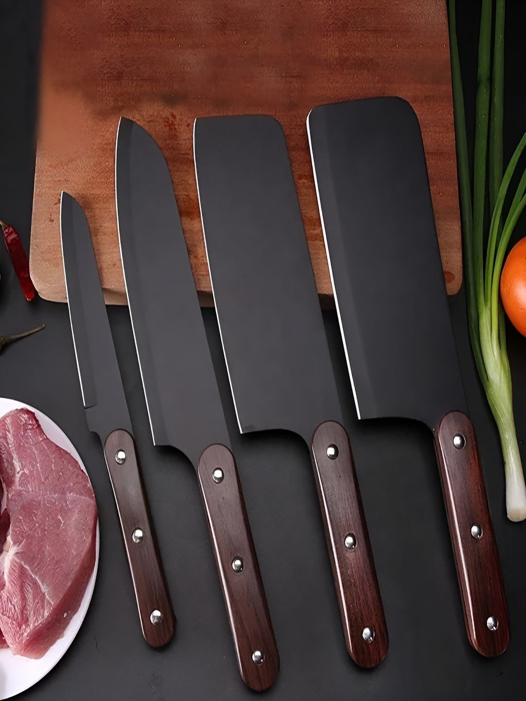 

MACHADO Black and Brown 4 Pieces Stainless Steel Knives