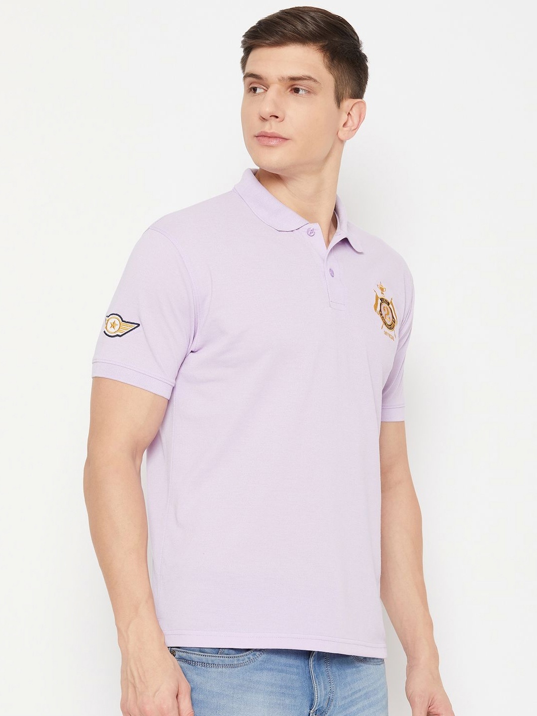 

UBX Men Polo Collar T-shirt, Lavender