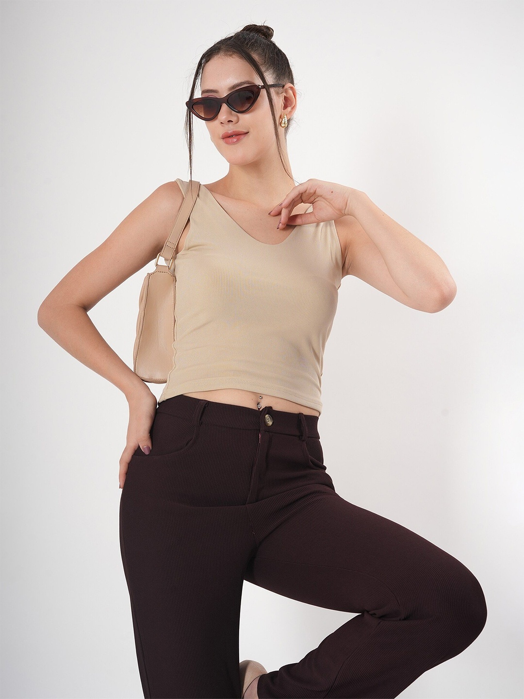 

clobug Crepe Top, Beige