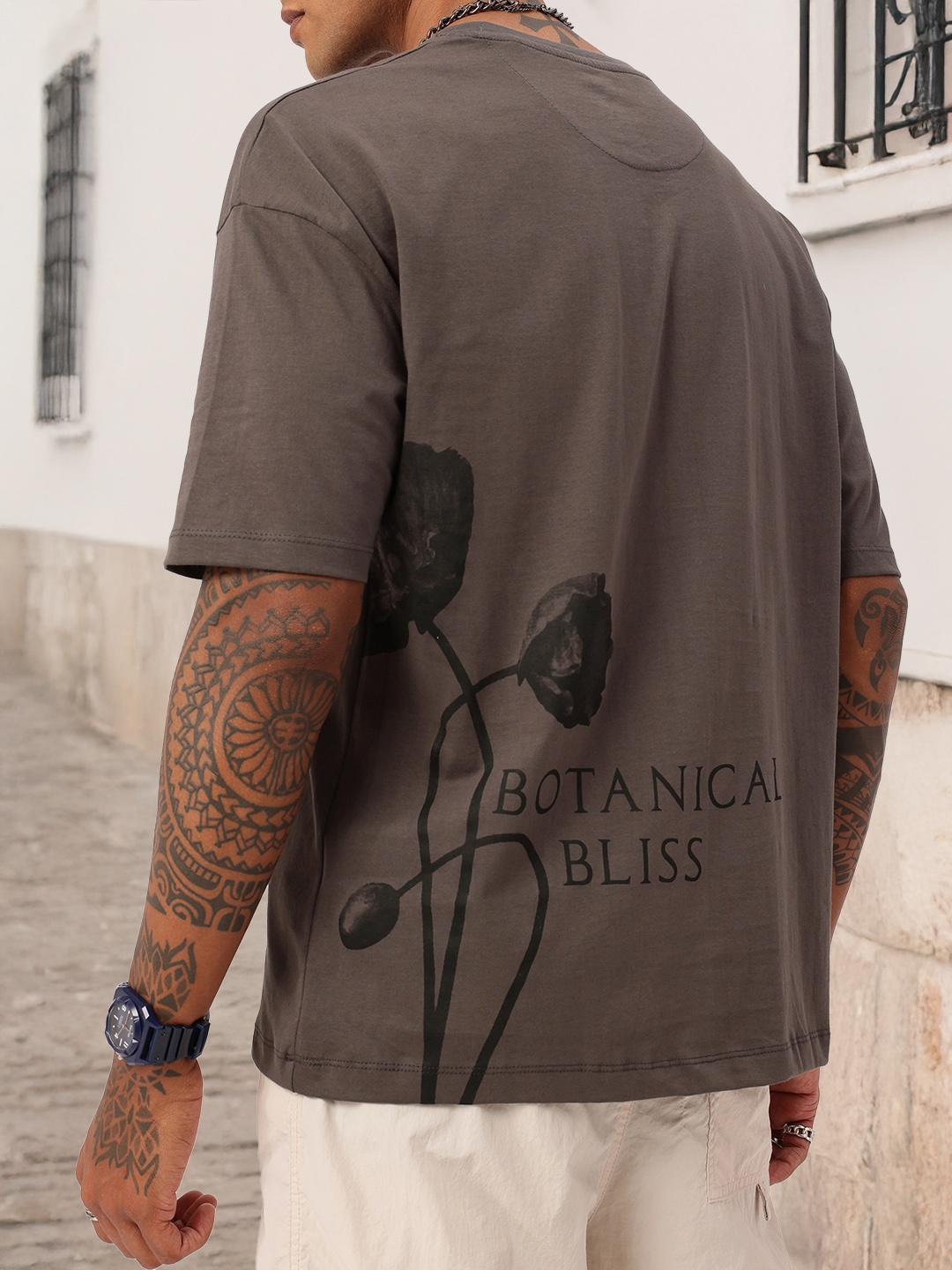 

Kook N Keech City Bloom Printed Oversized Fit T-shirt, Taupe